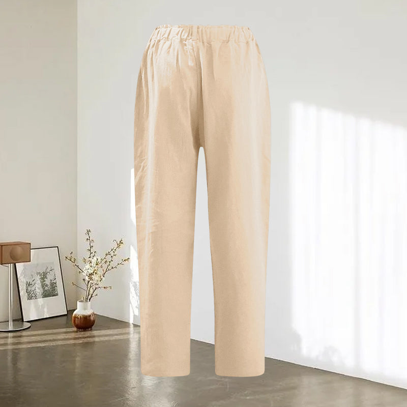 Women's High Waist Casual Cotton Linen Trousers