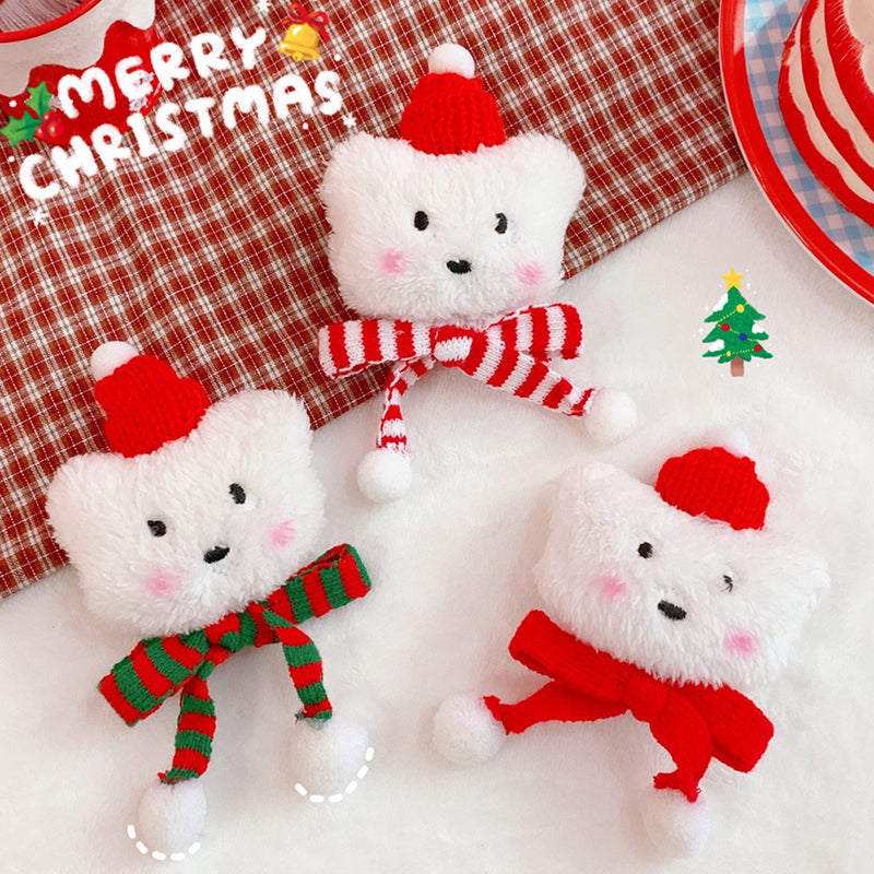 Plush Bear Christmas Brooch