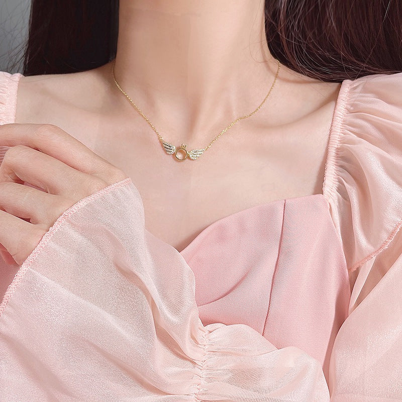 Shiny Necklace with Angel Wings