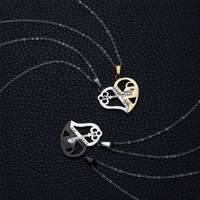 Puzzle Heart Couple Necklace
