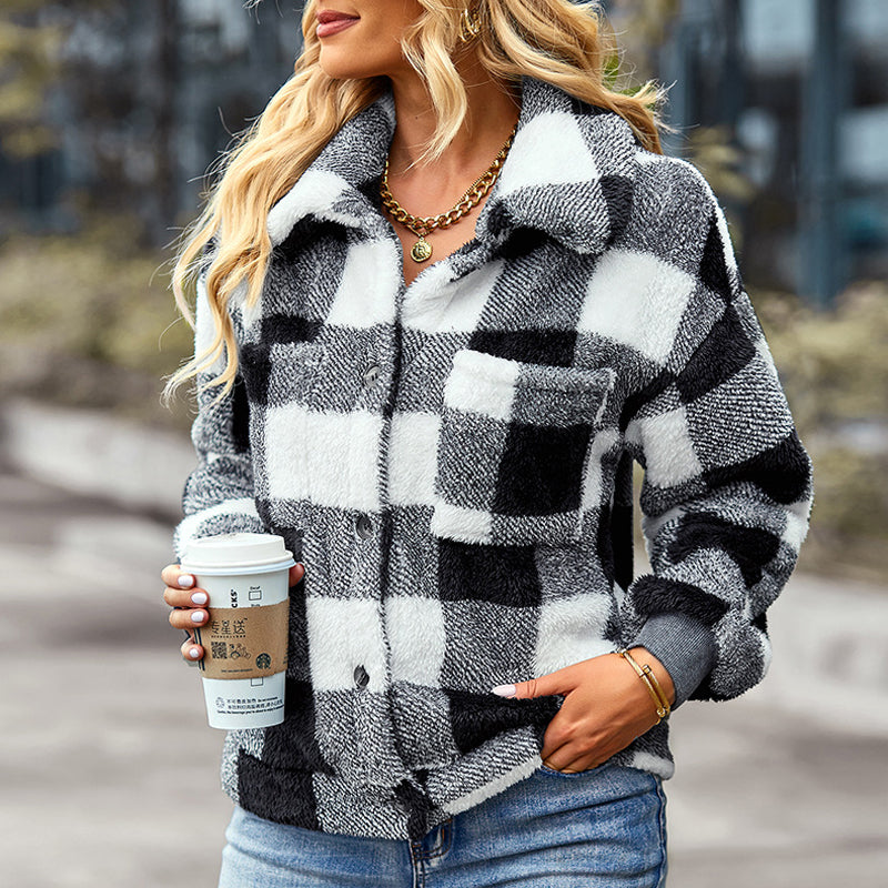 Plaid Thick Fleece Coat