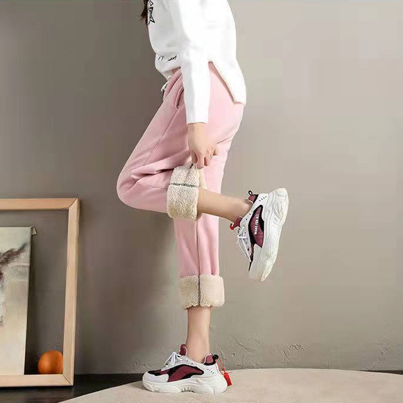 Women Warm Fleece Cotton Solid Joggers Sweatpants