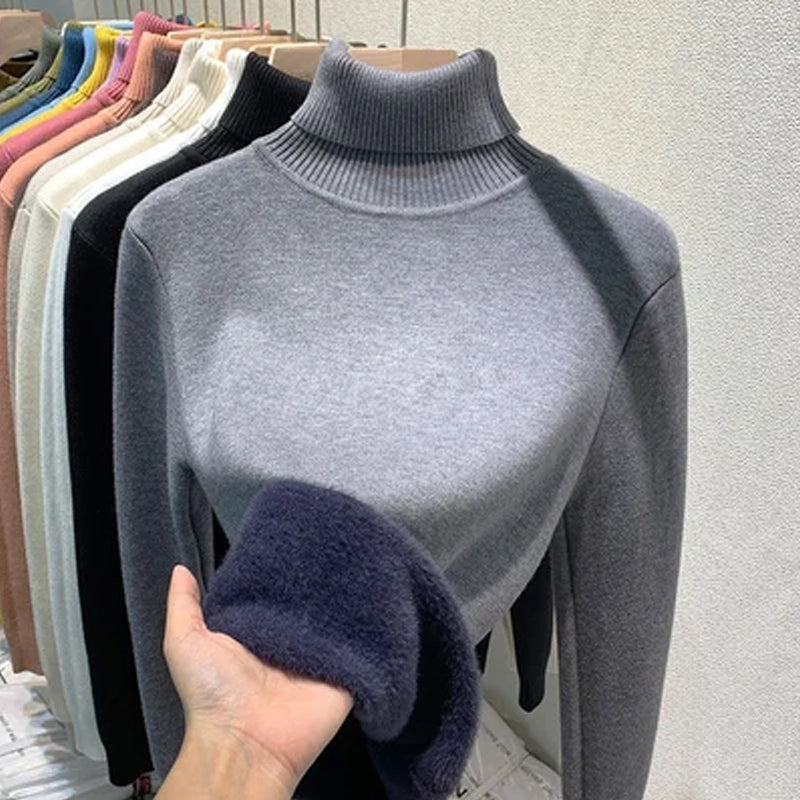 Winter Fleece Thick Knitted Bottoming Sweater