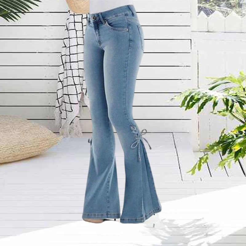 70S HIP HUGGER BELL BOTTOMS STRETCHY JEANS