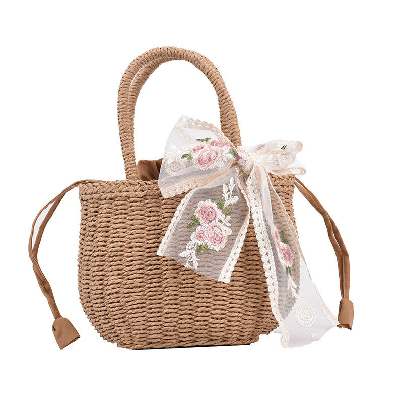 Elegant Top Handle Straw Bag