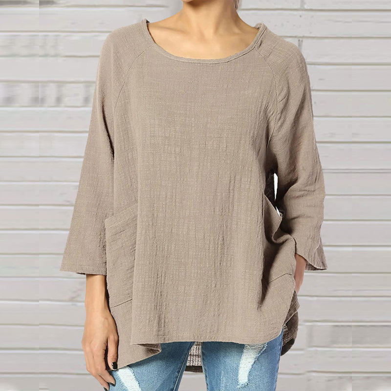 Women's Casual Loose Linen Blouse Tops
