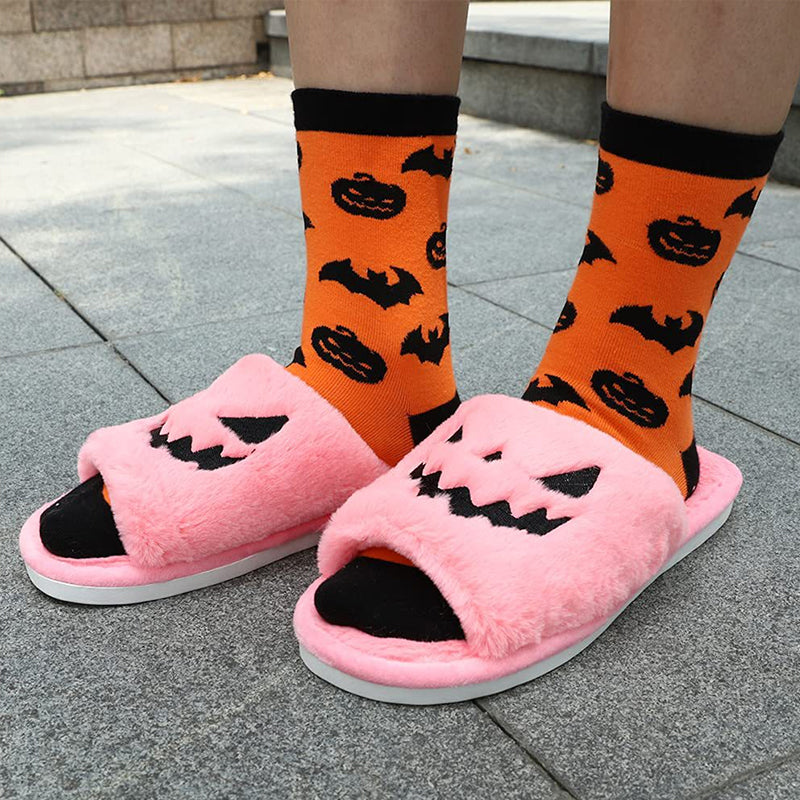 Halloween Pumpkin Lantern Plush Slippers