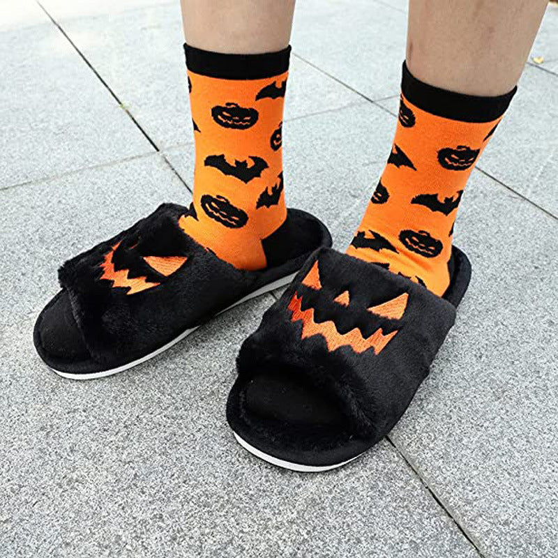 Halloween Pumpkin Lantern Plush Slippers