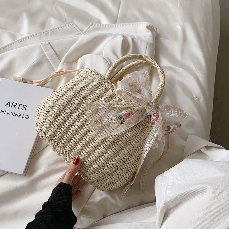 Elegant Top Handle Straw Bag