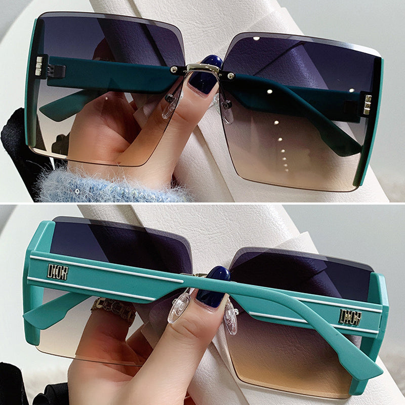 Rimless Cut Edge Slim Face Sunglasses
