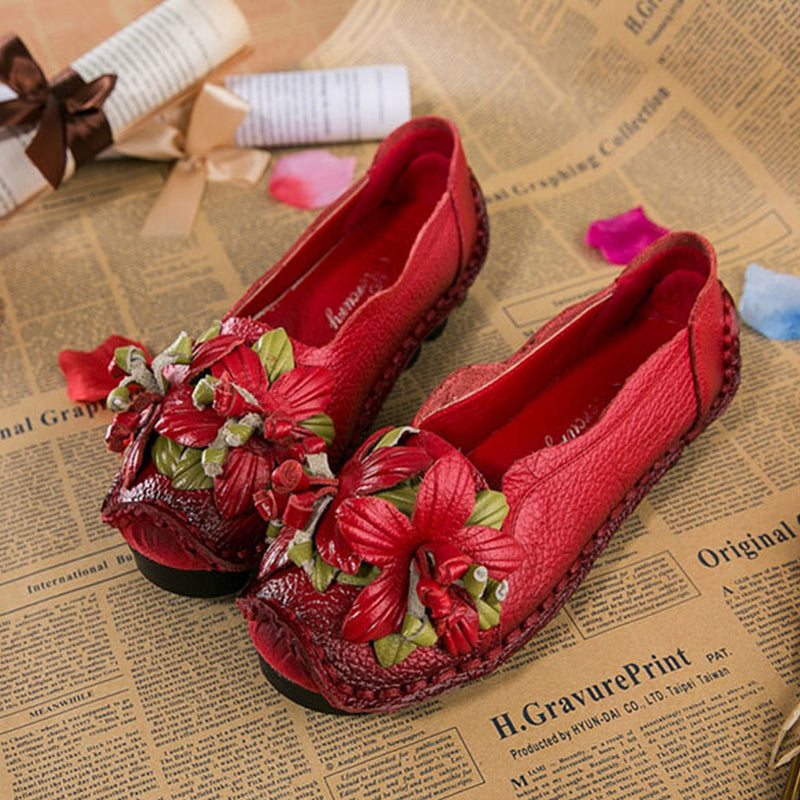 Handmade Flower Loafers Soft Flat Casual Shoes