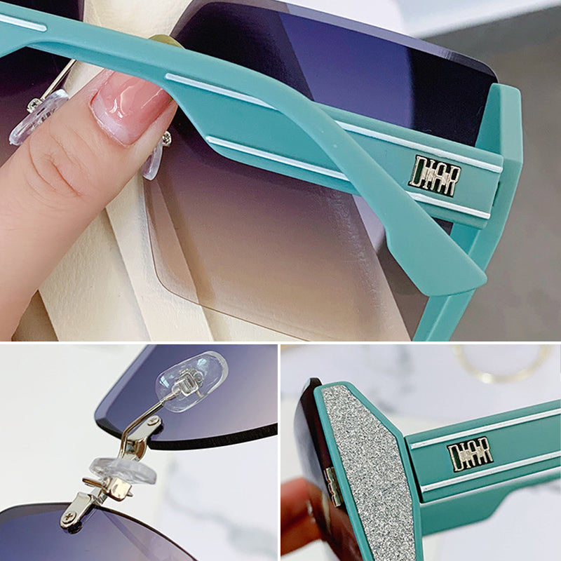 Rimless Cut Edge Slim Face Sunglasses