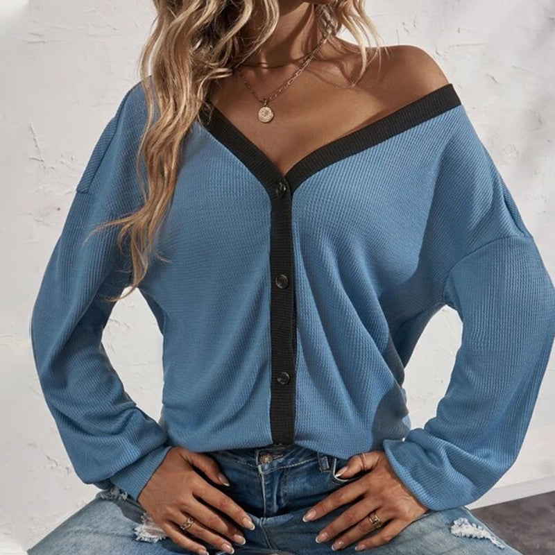 Waffle Long Sleeve Cardigan T-Shirt