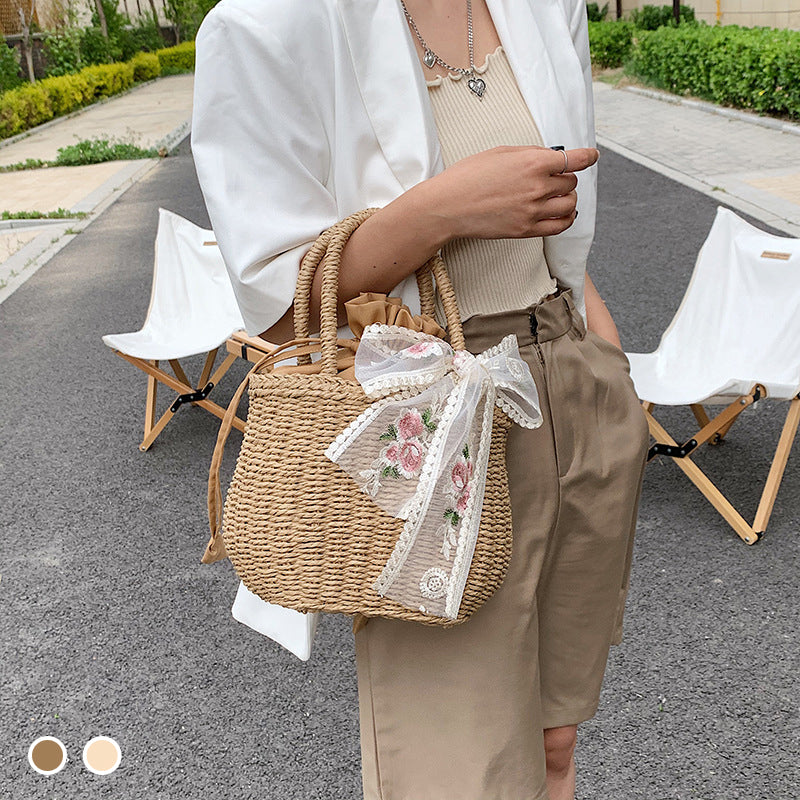 Elegant Top Handle Straw Bag