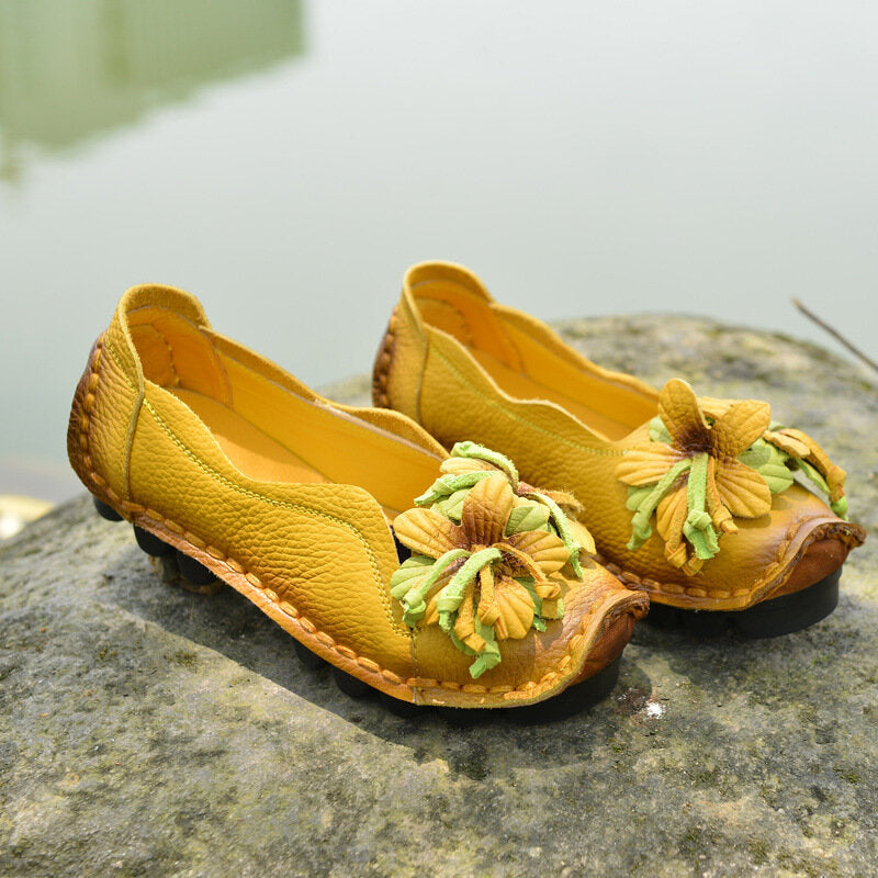 Handmade Flower Loafers Soft Flat Casual Shoes