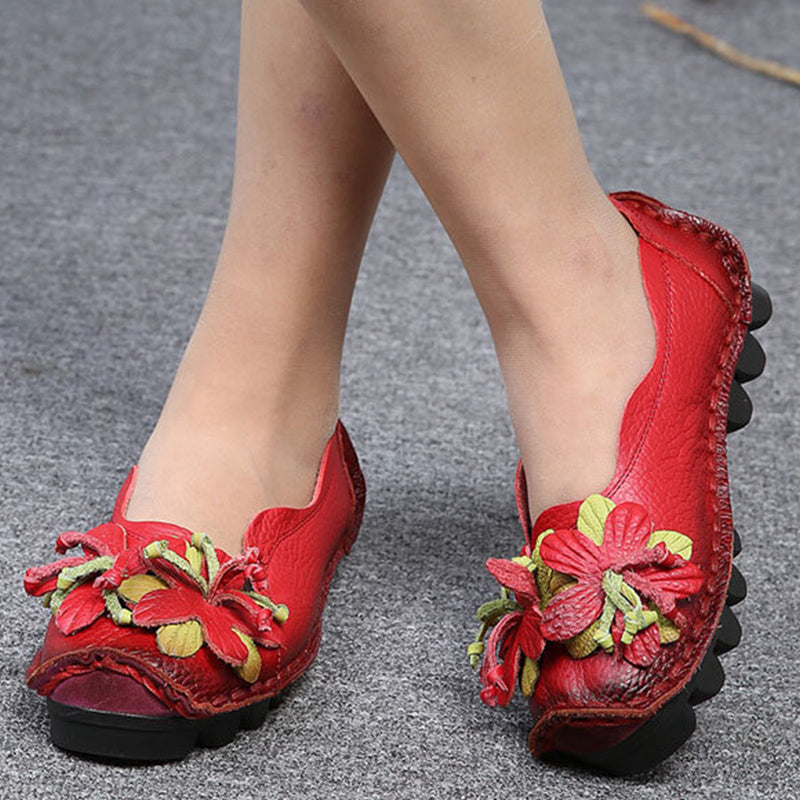 Handmade Flower Loafers Soft Flat Casual Shoes