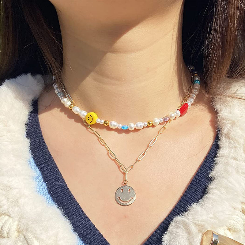 Yellow Smiley Pearl Necklace