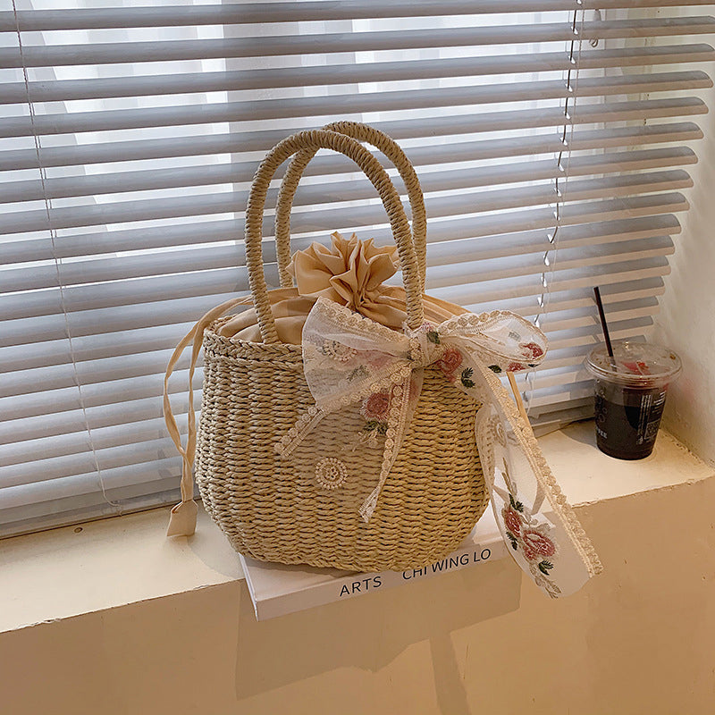 Elegant Top Handle Straw Bag