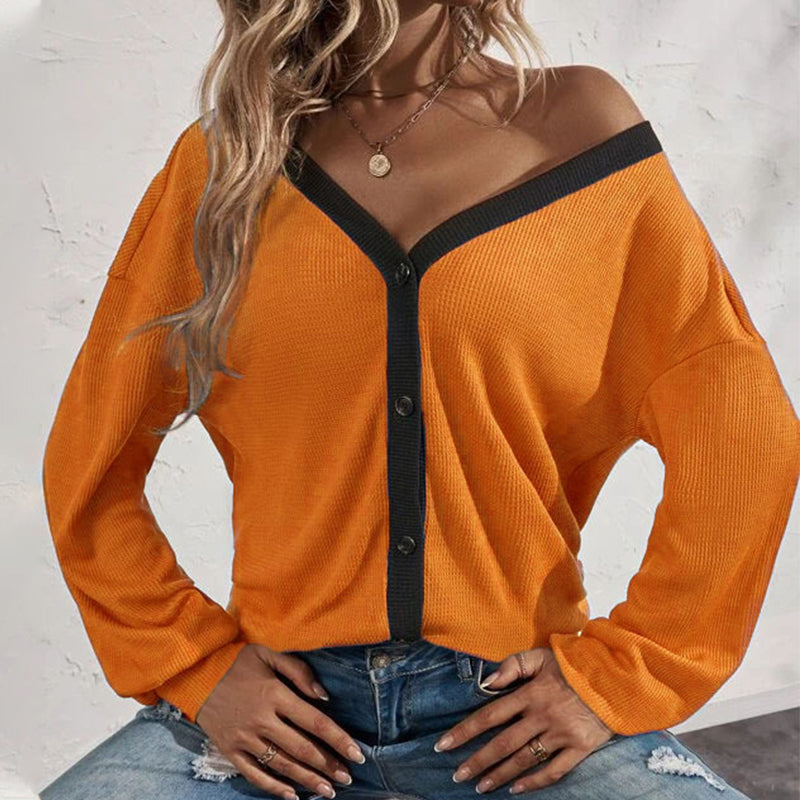 Waffle Long Sleeve Cardigan T-Shirt