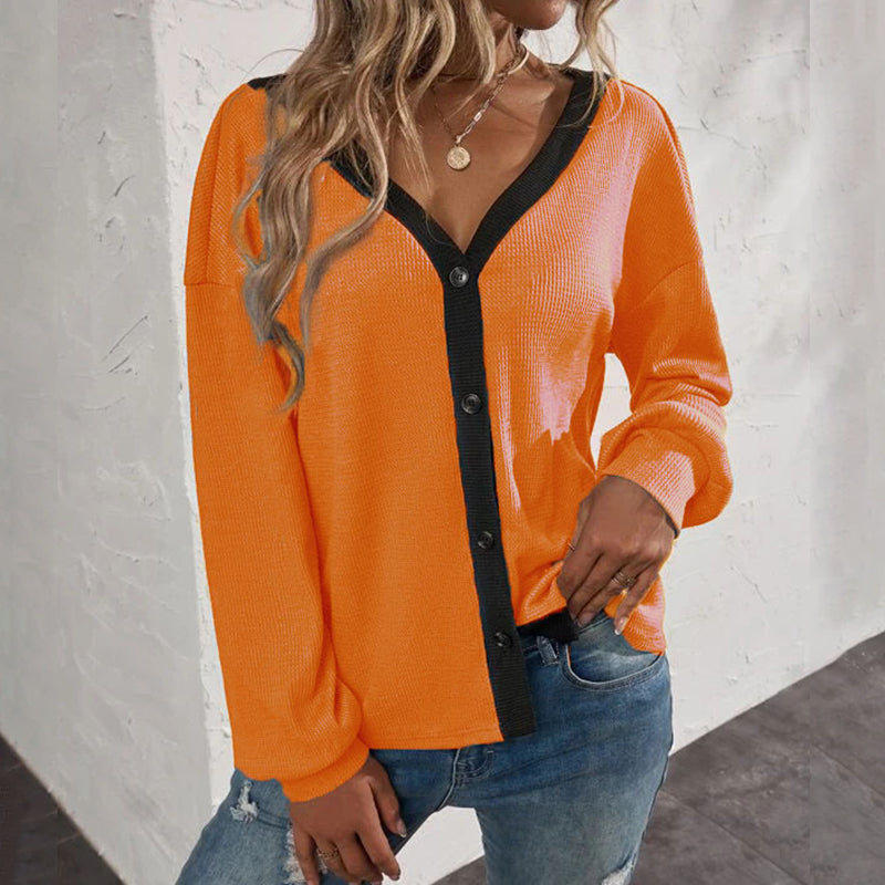 Waffle Long Sleeve Cardigan T-Shirt