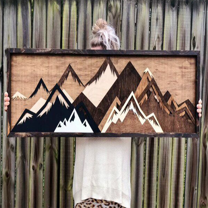 Handmade Wooden Forest & Mountain Wall Decor