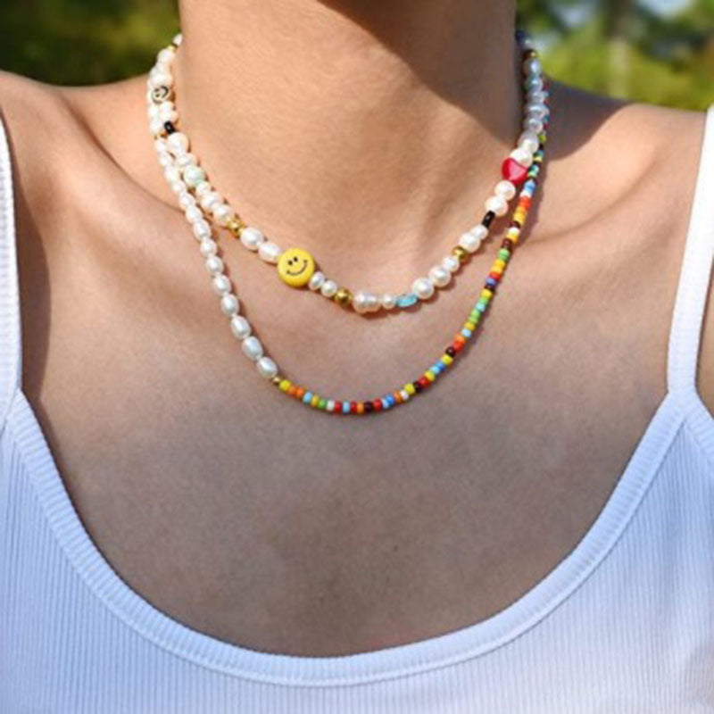 Yellow Smiley Pearl Necklace