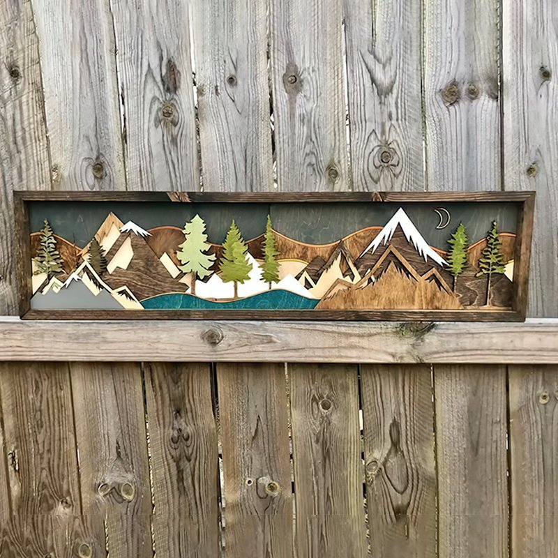 Handmade Wooden Forest & Mountain Wall Decor