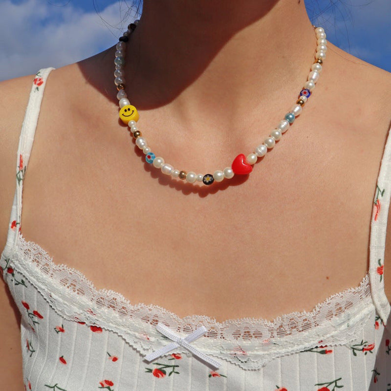 Yellow Smiley Pearl Necklace