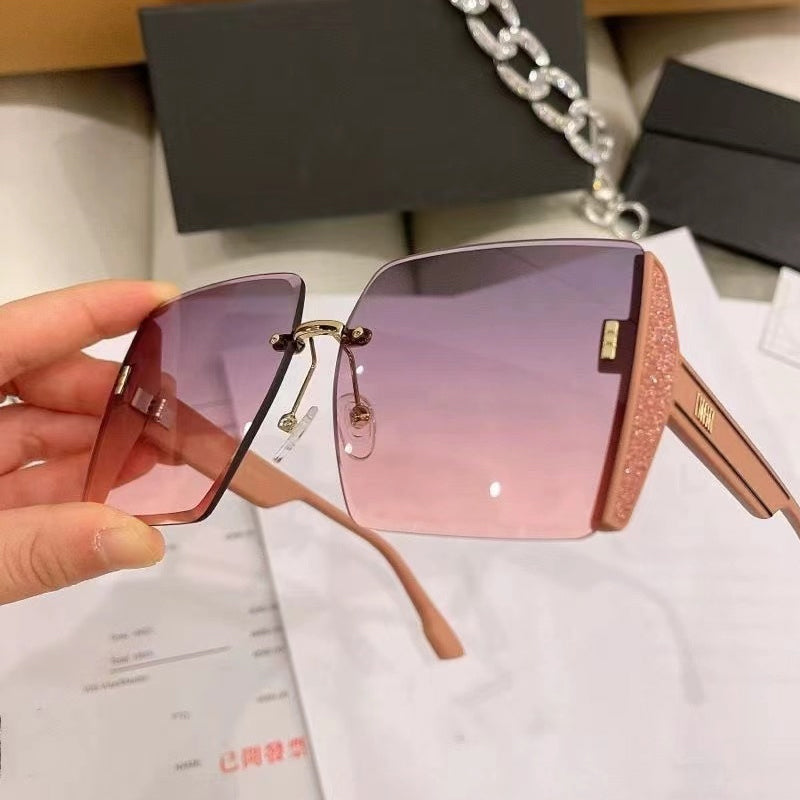 Rimless Cut Edge Slim Face Sunglasses