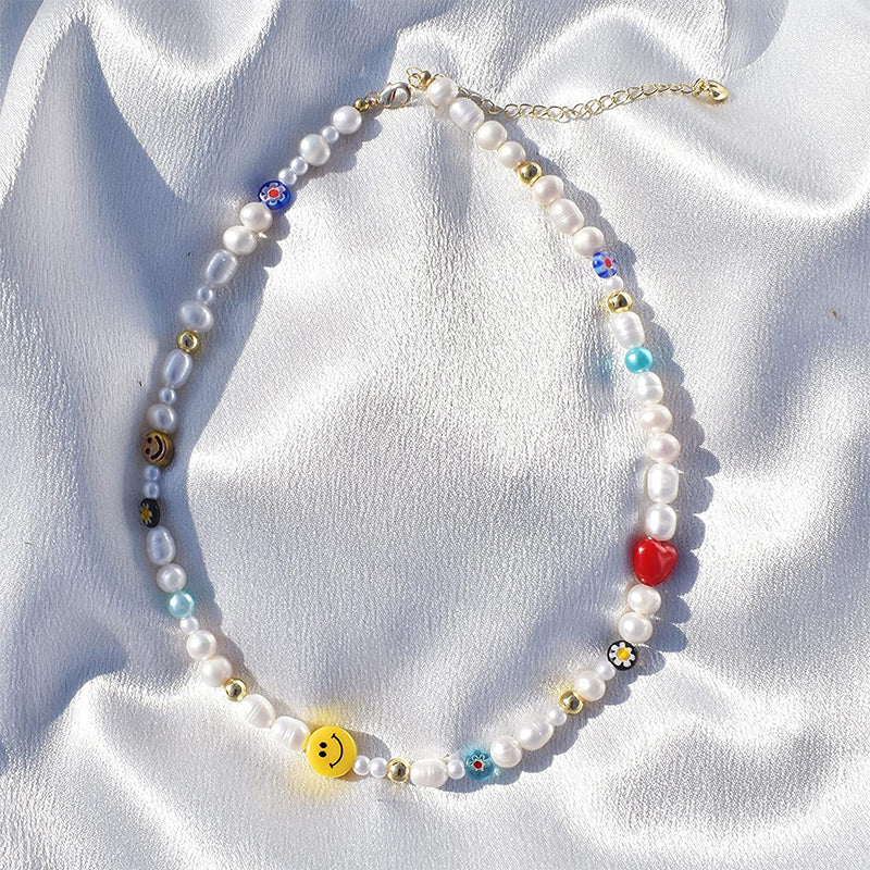 Yellow Smiley Pearl Necklace