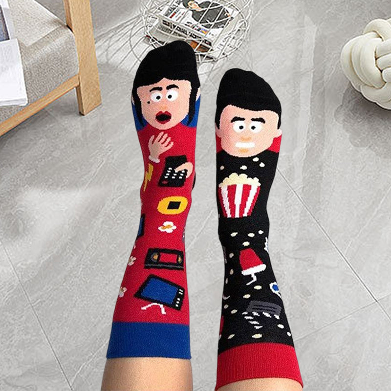 Asymmetric Mid Tube Cotton Socks