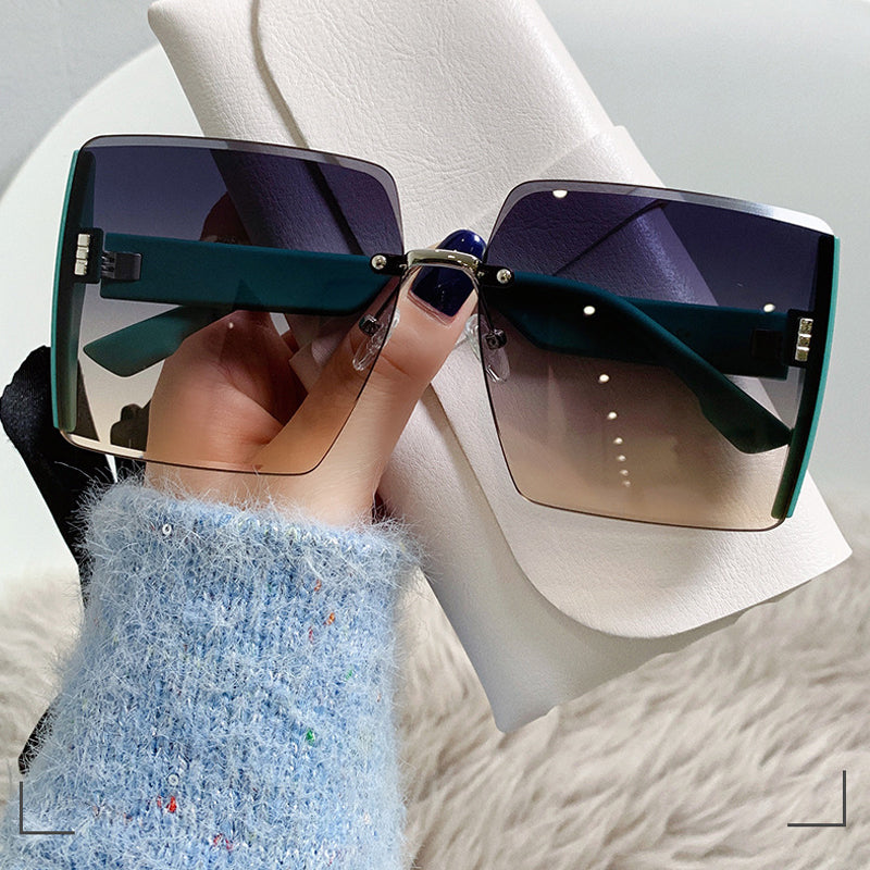 Rimless Cut Edge Slim Face Sunglasses