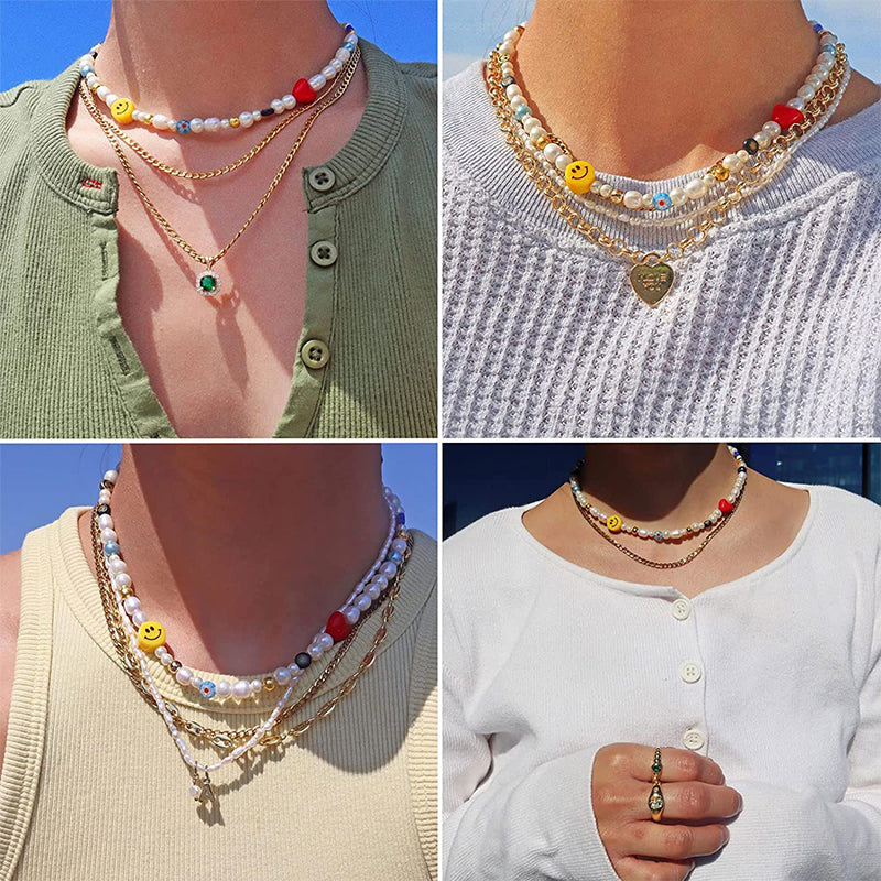 Yellow Smiley Pearl Necklace