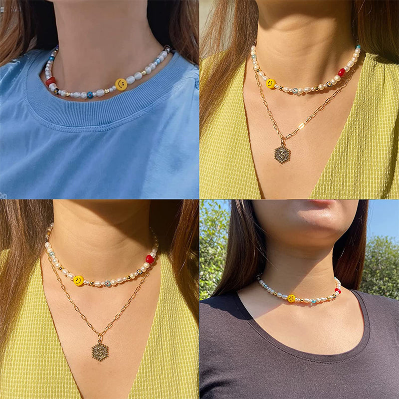 Yellow Smiley Pearl Necklace