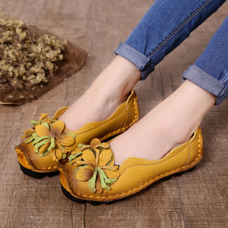 Handmade Flower Loafers Soft Flat Casual Shoes