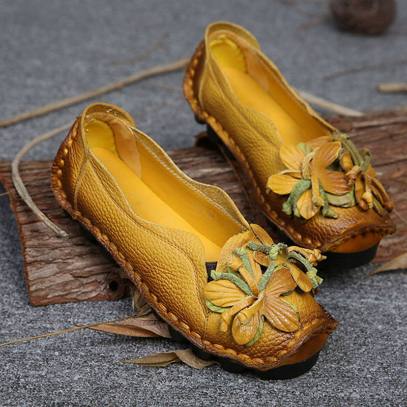 Handmade Flower Loafers Soft Flat Casual Shoes