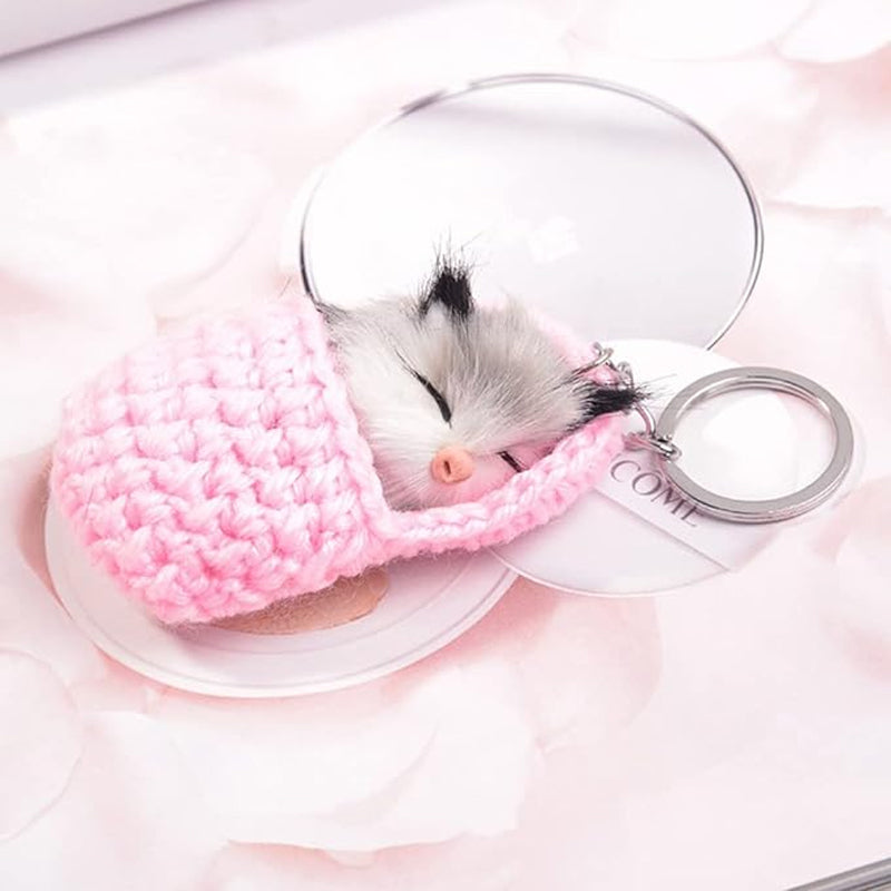 Cute Sleeping Kitten Keychain