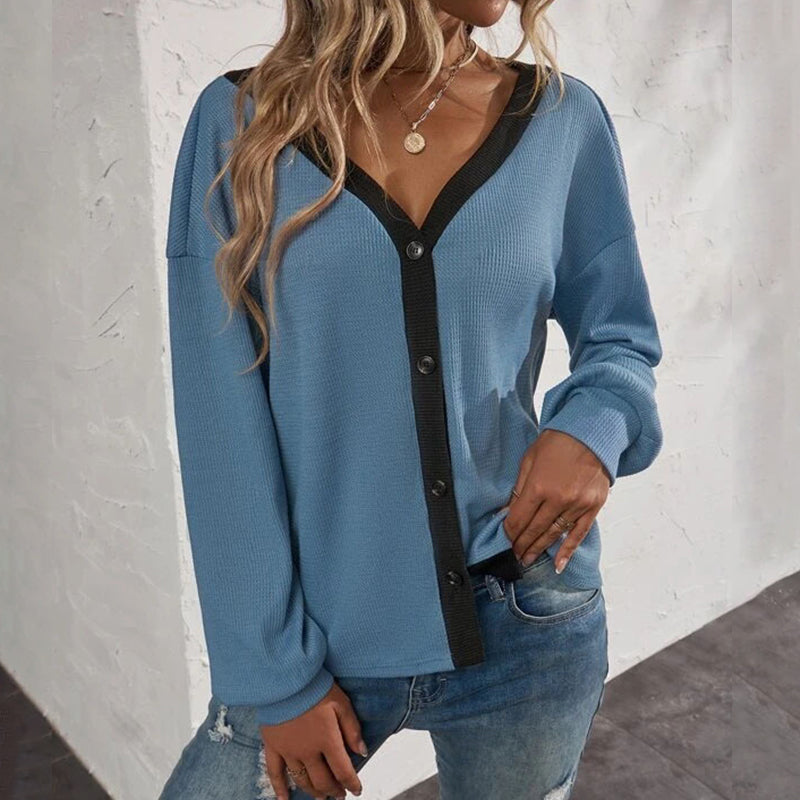 Waffle Long Sleeve Cardigan T-Shirt