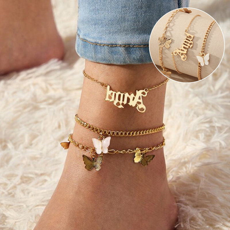 Angel Butterfly Anklet 3 Piece Set
