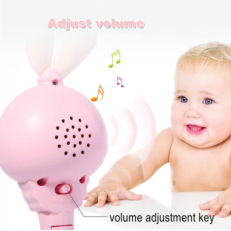 Flashing Music Baby Rattle Rabbit Teether Mobile Hand Bells