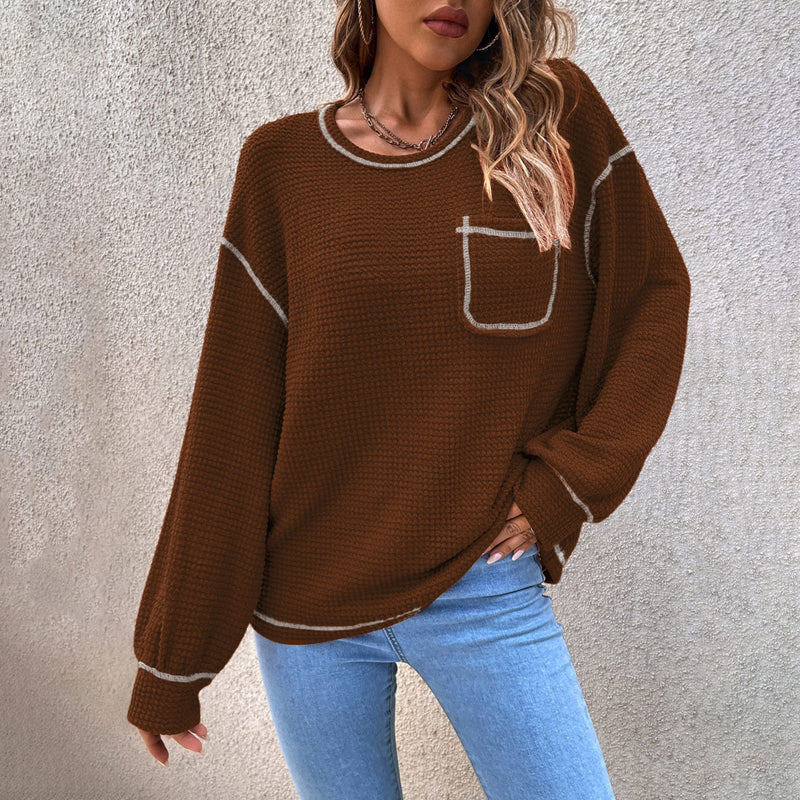 Women's Waffle Knit Tunic Tops Long Sleeve Shirt