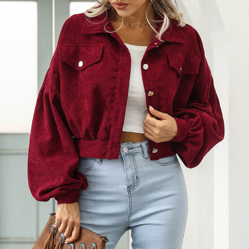Corduroy Jacket with Lantern Sleeves