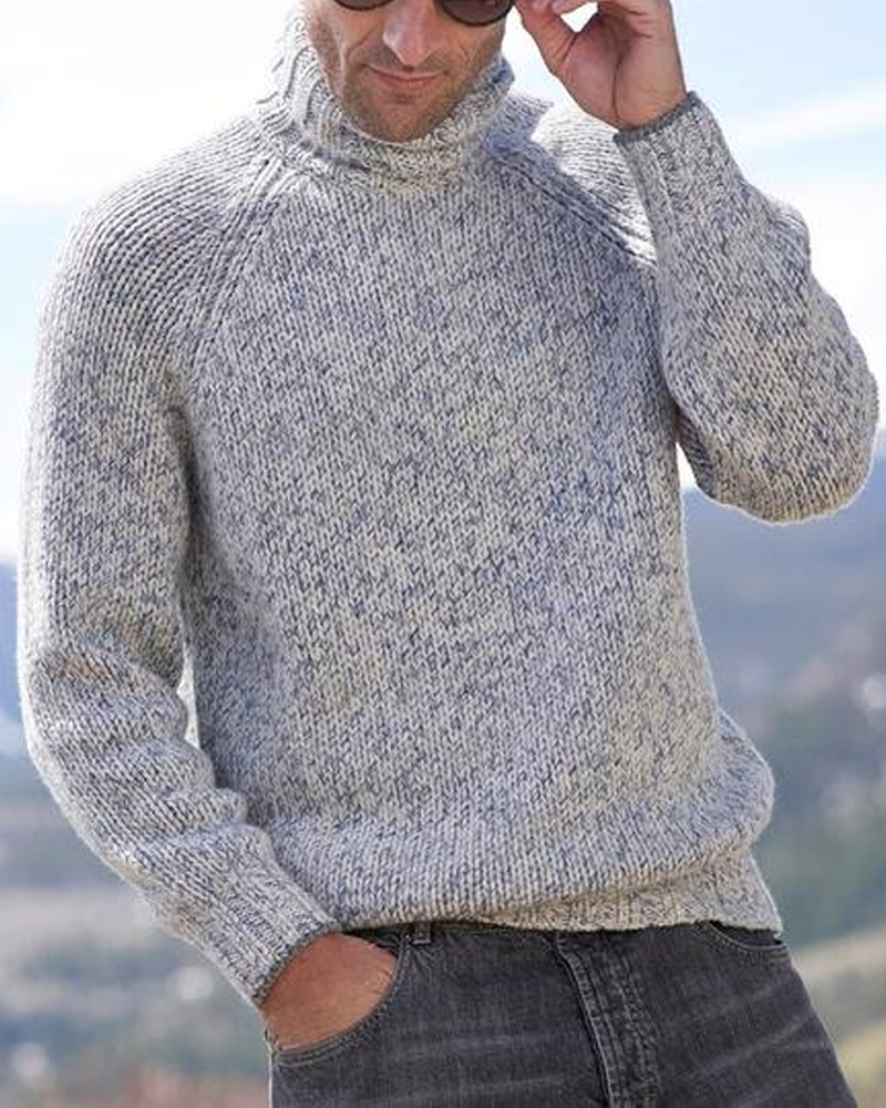 Melange Cashmere Turtleneck Sweater