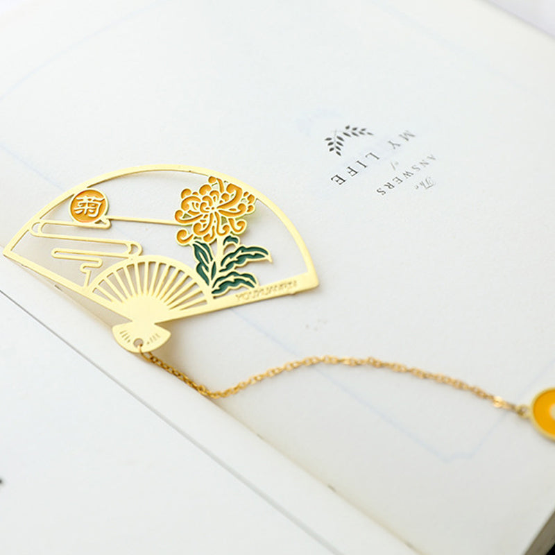 Metal Bookmark Folding Fan