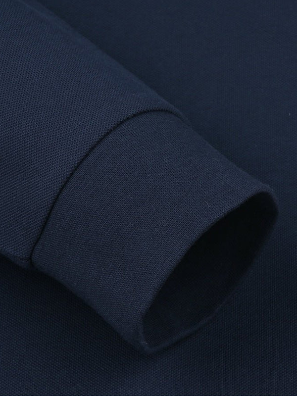 Men's Striped Long-Sleeve Casual Elastic Lapel Polo Shirt