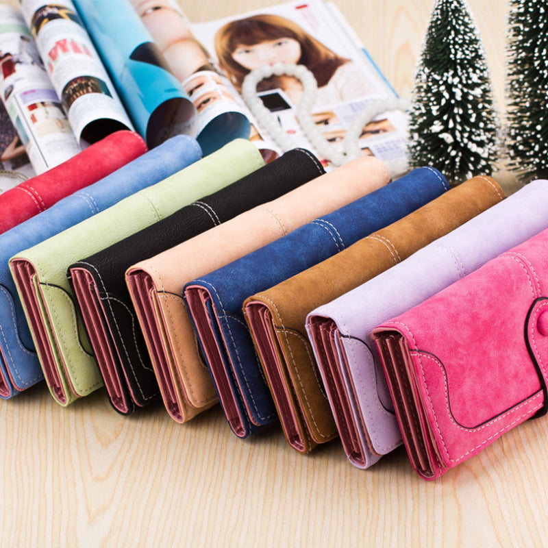 Nubuck Leather Long Wallet for Female