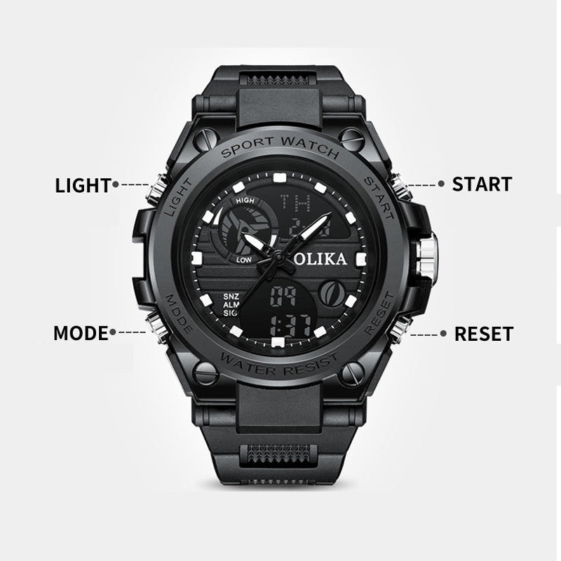 New Dual-Display Waterproof Electronic Watch