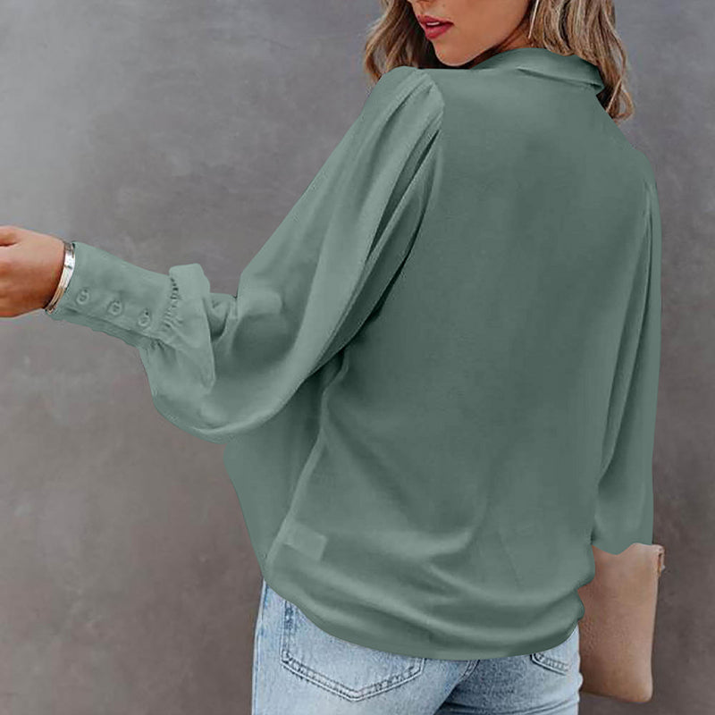 Balloon Sleeve Pleated Shirt