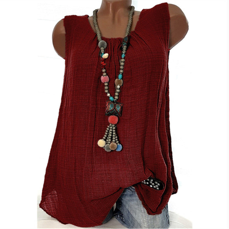 Comfortable Casual Round Neck Sleeveless T-Shirt