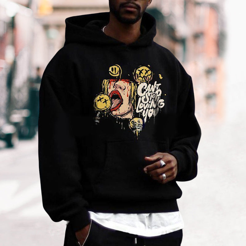 Round Neck Botanical Print Hoodie Sweatshirt